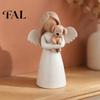 Pet Memorial Gifts for Dog Lovers Angel Holding Puppy Figurine, Cute Resin Statue Home Durable Craft Desk Decor, Handcrafted Wood Carving Texture