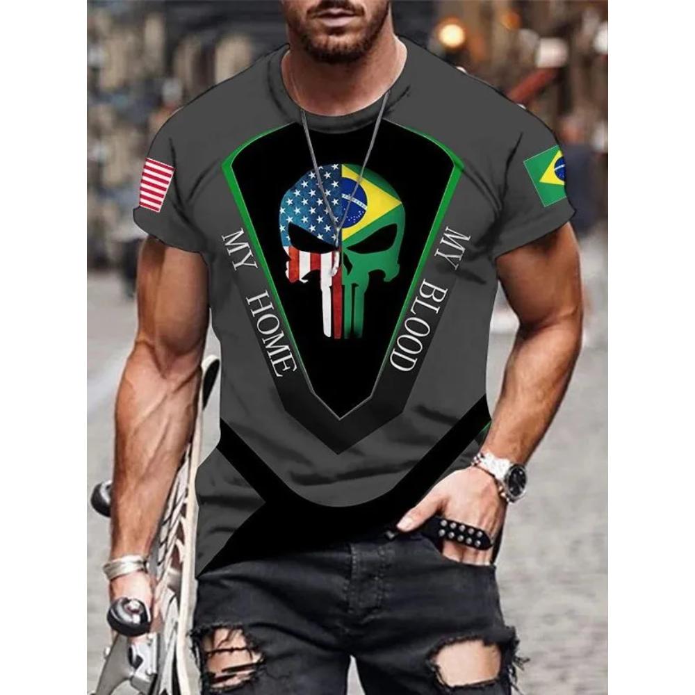 Versatile Comfortable Men's Printed Top Short-sleeved Fashionable Simple T-shirt Casual Loose T-Shirts Men’s