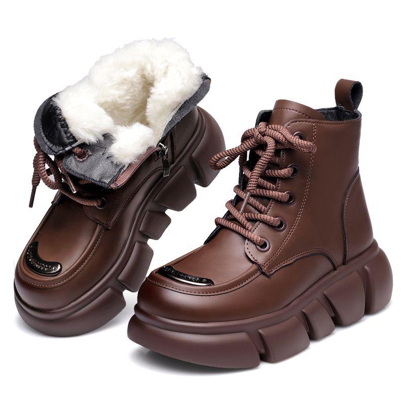 Fur Integrated Snow Boots Women's Winter Cotton Boots Thick-soled Martin Boots Women's Short Boots Thickened Warm Cotton Boots