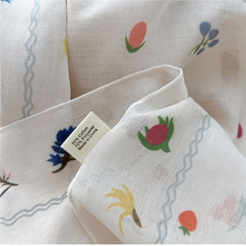 Flower Pattern Hair Scarf Square Head Handkerchief Trendy Neckerchief  Spring Summer Fall
