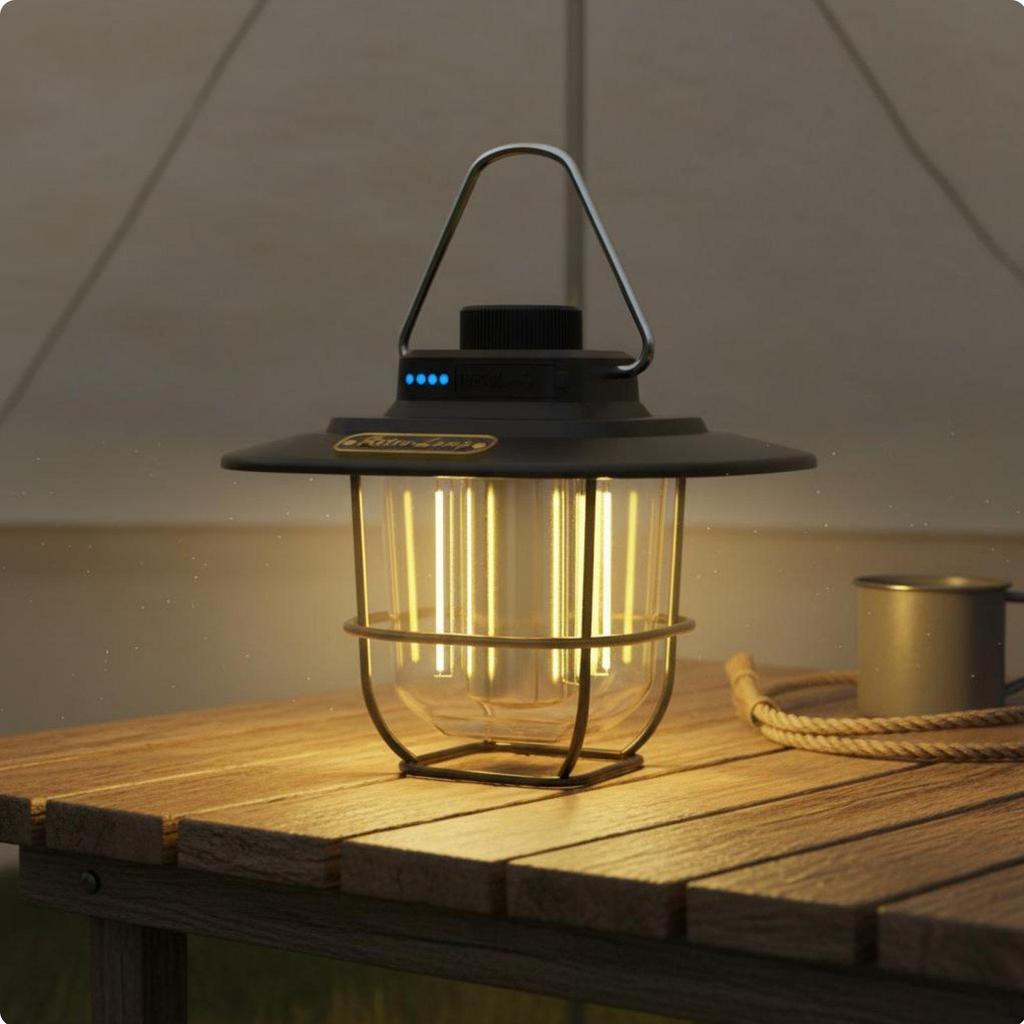 Retro Camping Light Continuous Dimming LED Lantern Vintage for Campers, Hikers,