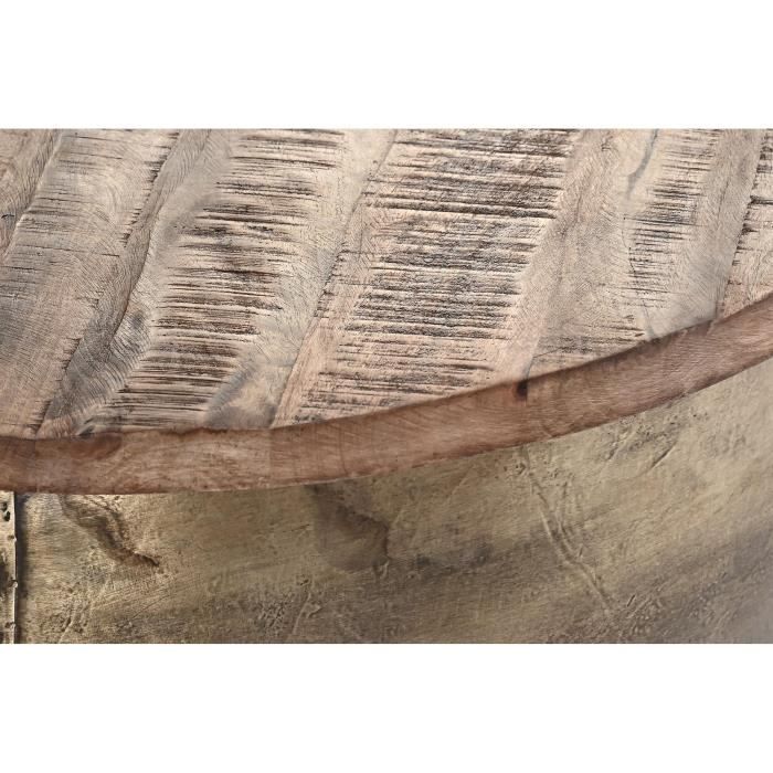 Table D'appoint - Aluminium Et Bois De Manguier - 68 X 68 X 44 Cm - Blanc