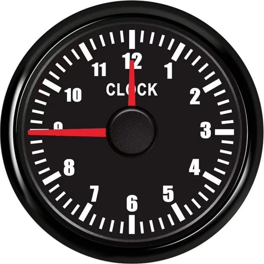 52mm 2" Clock Gauge 12 Hours Meter Red Backlight For Car Truck Boat Yacht Black