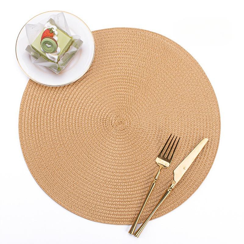 PP Round Hand-woven Placemats  Heat Insulation Mats  Table Mats  Hotel Western Food Mats  Non-slip Mats  Home Decoration
