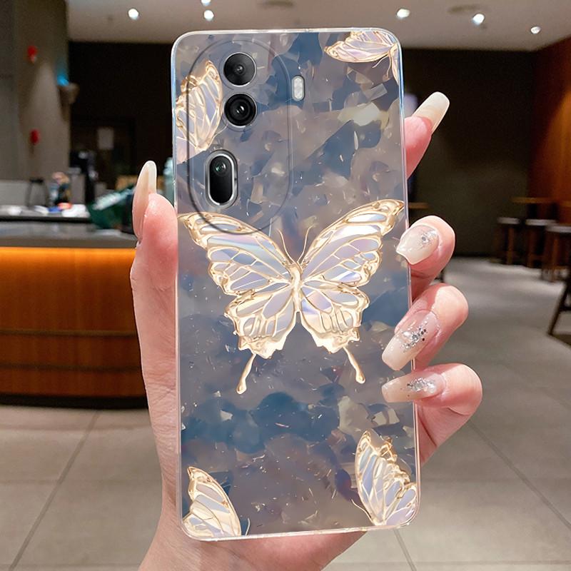 For Oppo Reno 11 Pro 5G 2023 Case Clear Luxury Fashion Butterfly Flowers Soft Shell Casing For Reno11 11Pro Reno11Pro Slim Cover