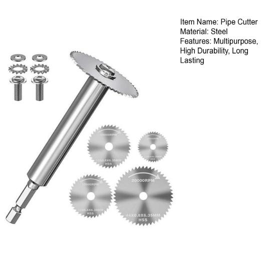 Tăietor de țevi cu 5 lame de ferăstrău de schimb, design compact, portabil, cu tijă hexagonală de 1/4 inch, set de tăietoare de țevi din PVC cu impact, conectare