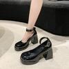 Fashion Spring New Coarse Heel Shoes Women Fashion Round Head Shallow Mouth with Thick Sole Anti-slip Wear-resistant High Heels
