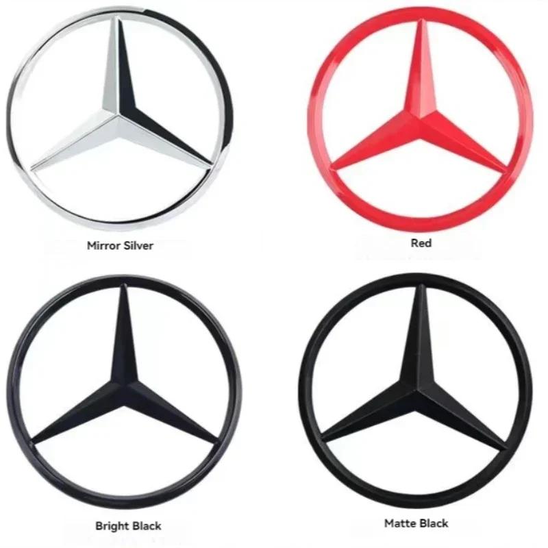 New C200 E200  For Mercedes Benz 81mm ABS Tail Star Emblems Black Silver Rear Trunk Star Logo Stickers Badges for Mercedes Benz