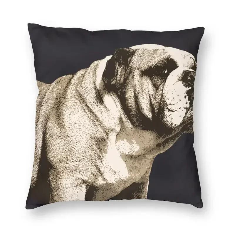 Home Pillowcase Office Decor Cushion Cover English Bulldog Print Pattern Decor