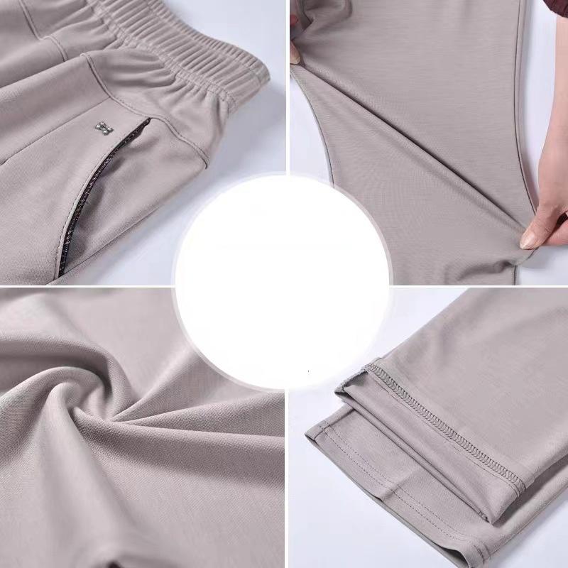 5XL 6XL 7XL 8XL Women Summer Pants Elastic High Waist Casual Ninth Pants Middle-aged Elderly Female Straight Mom Pants Plus Size