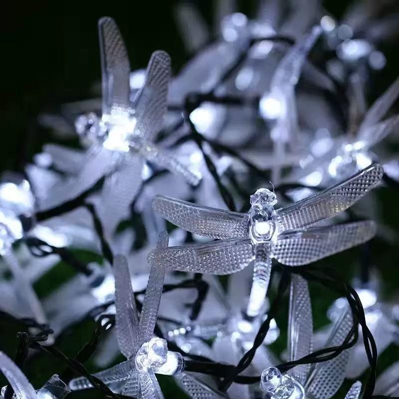 LED Solar Dragonfly String Lights - Waterproof Outdoor Garden Decoration with Creative Colored Design 10 Lights 1.5m (Battery Box)