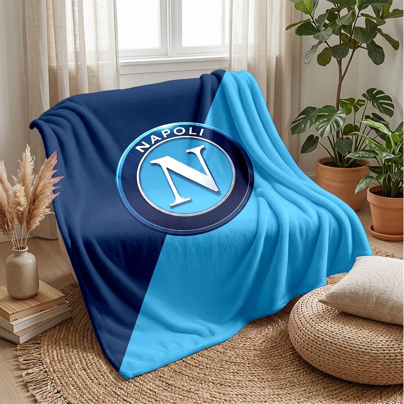 Coperta in Pile di Flanella Morbida Napoli FC Leggera Accogliente Calda Coperta da Lancio per Divano Letto Decorazione per la Casa