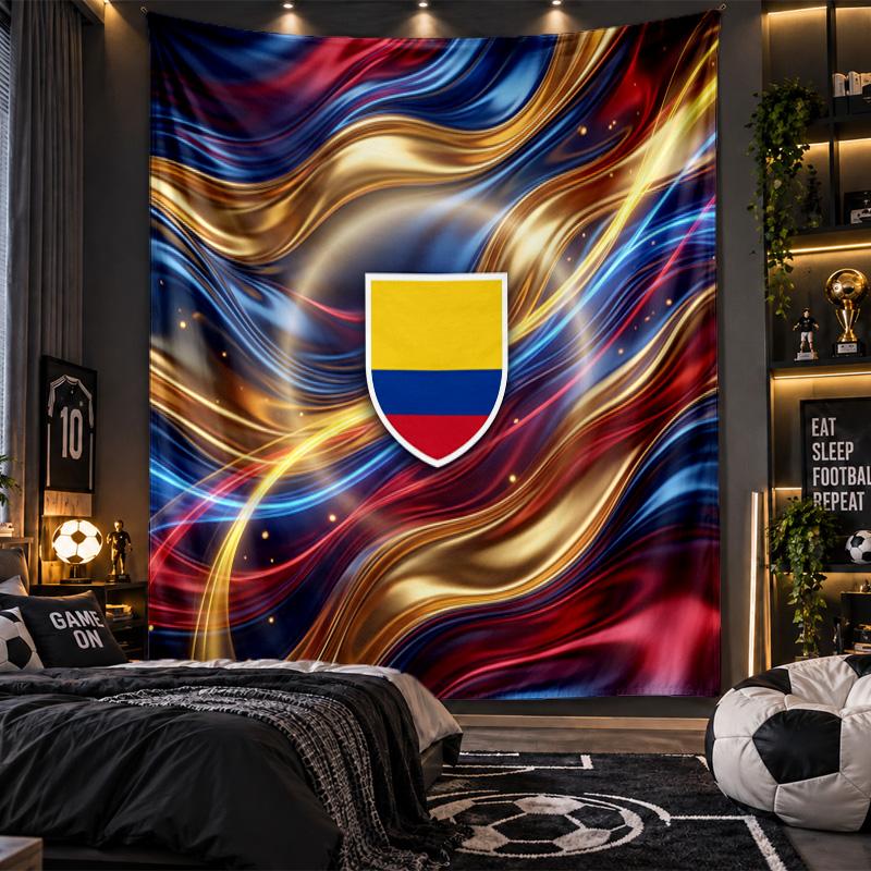 Wall Hanging Tapestry Colombia Football Print Cloth for Living Room Bedroom Home Decor