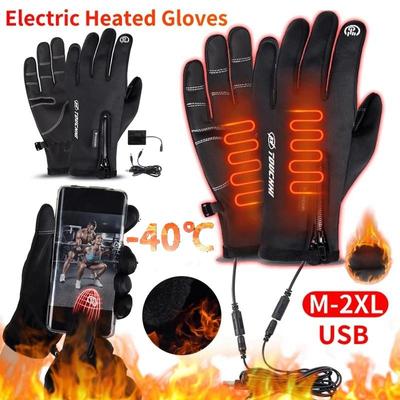 New Heated Gloves Winter Heated Gloves Warm Waterproof USB Connect Heating Thermal Gloves Touch Screen Heated Riding Gloves