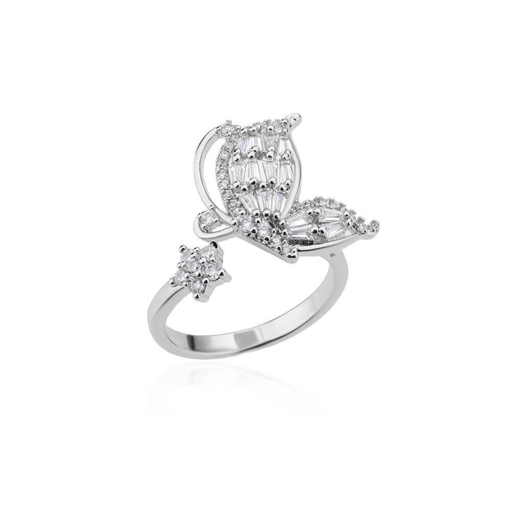 Design Hollow Korean Butterfly Hexagram Zircon Ring Fashionable And Classy Womens Finger Accessory