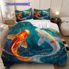 Koi Fish Pattern Bedding Quilt Set Quilt Cover Pillowcase Home Decoration Birthday Gift (1 * duvet cover + 2 * pillowcase, without core)
