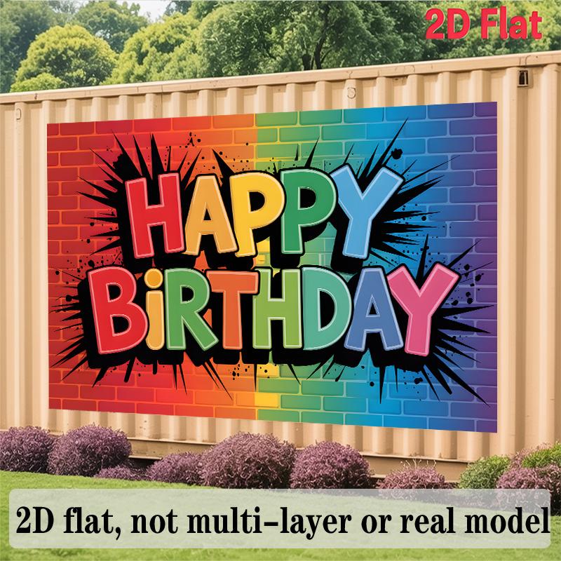 Cheerful Birthday Banner, Photo Backdrop Wall Decor for Party
