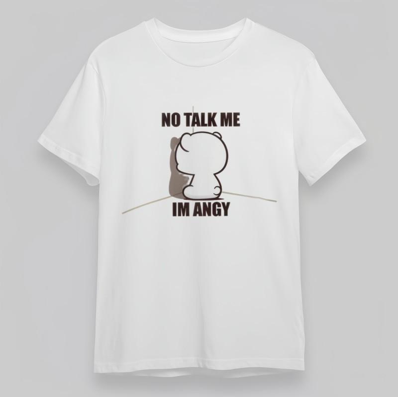 

Women s Oversize Comfy Classic T-Shirt No Talk Me Angry Bear White Slight Tee S