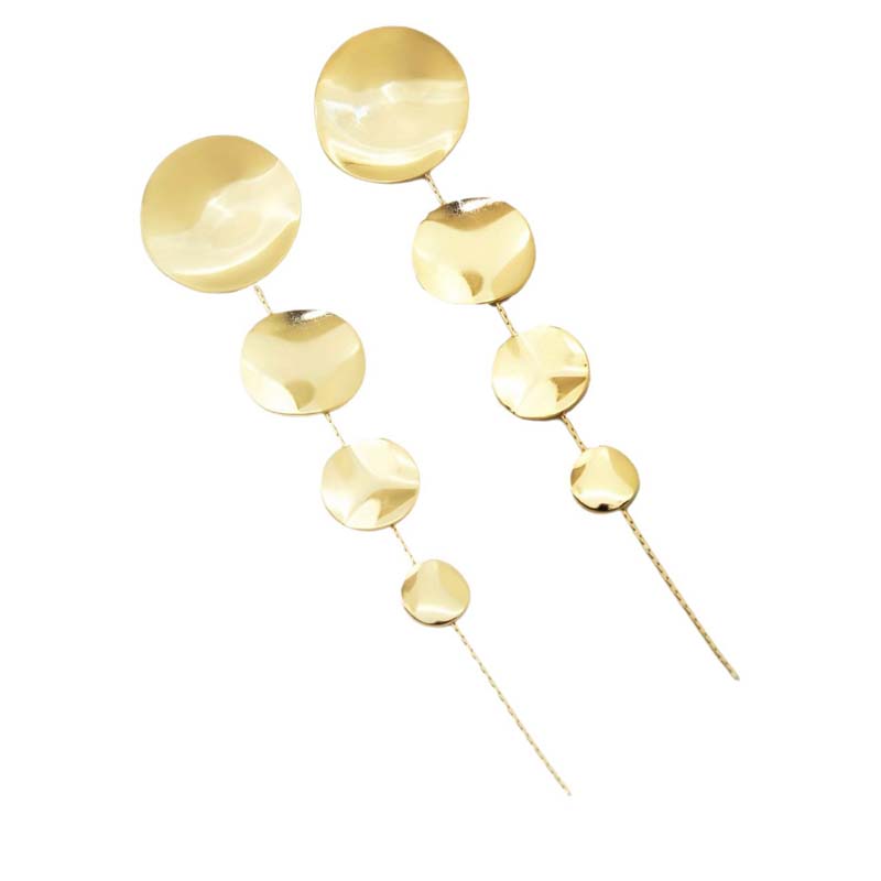 Exaggerated Metal Round Long Tassel Drop Earrings for Women Vintage Gold Color Circular Geometric Dangle Earrings Jewelry Gifts