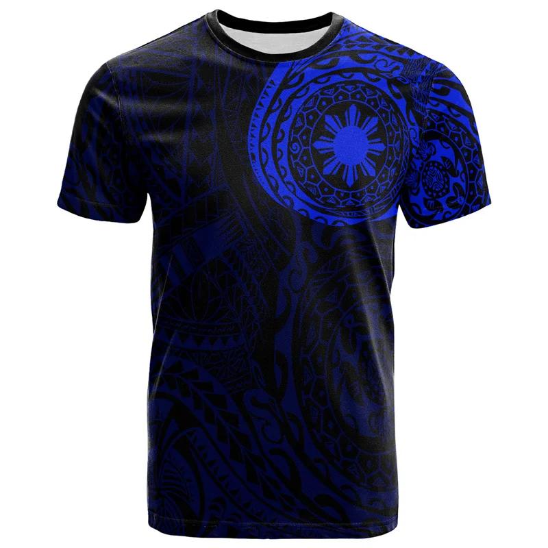 Vintage 3d impresso filipinas emblema nacional t camisa filipinas maori estilos tribais camisetas gráficas moda mangas curtas
