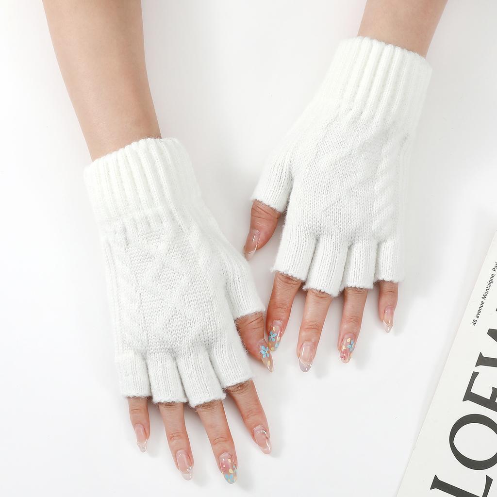 Mitsubishi-Shaped Fingerless Arm Warmers New Autumn Winter Women's Knitted Wool Warm Wrist Guards Fashionable Sleeves