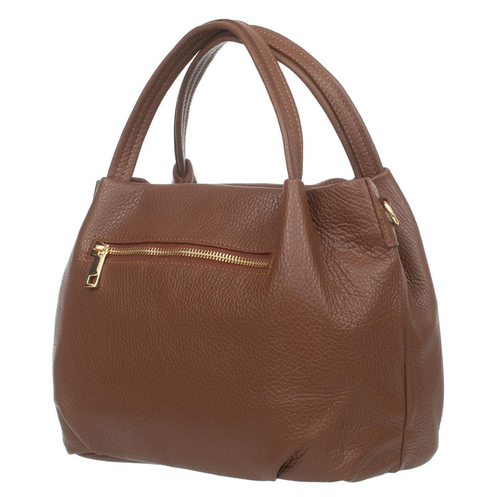 Torebka Damska Na Ramię Skórzana Vera Pelle Bolsa Brązowa
