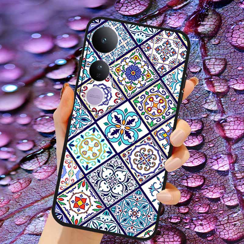 Case For Vivo V50 Lite Soft 3D Flower Relief Emboss Silicone Covers for Vivo V 50 Lite 4G 5G V50Lite Soft Capa Protective Casing