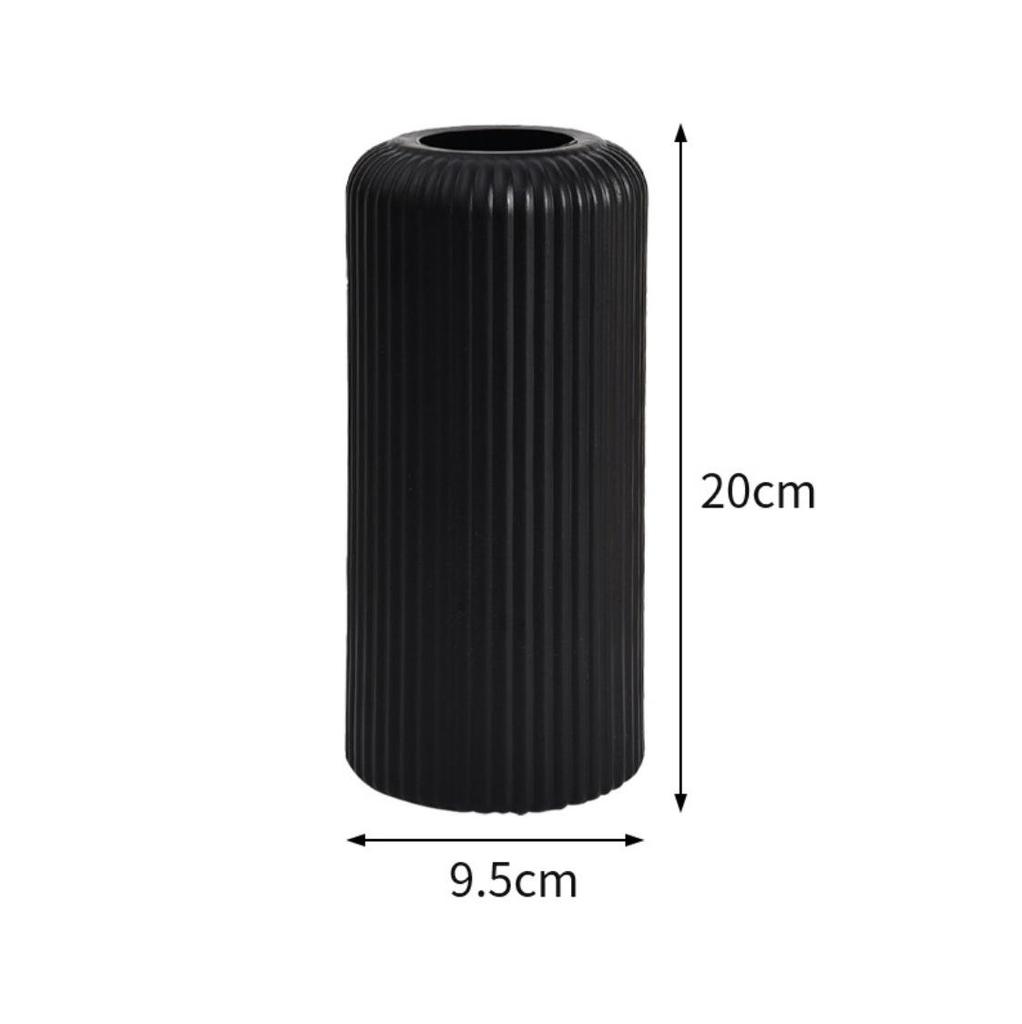 Japanese White Faux Ceramic Striped Vase - Retro Tabletop Ornament for Living Room, Hydroponic Decor