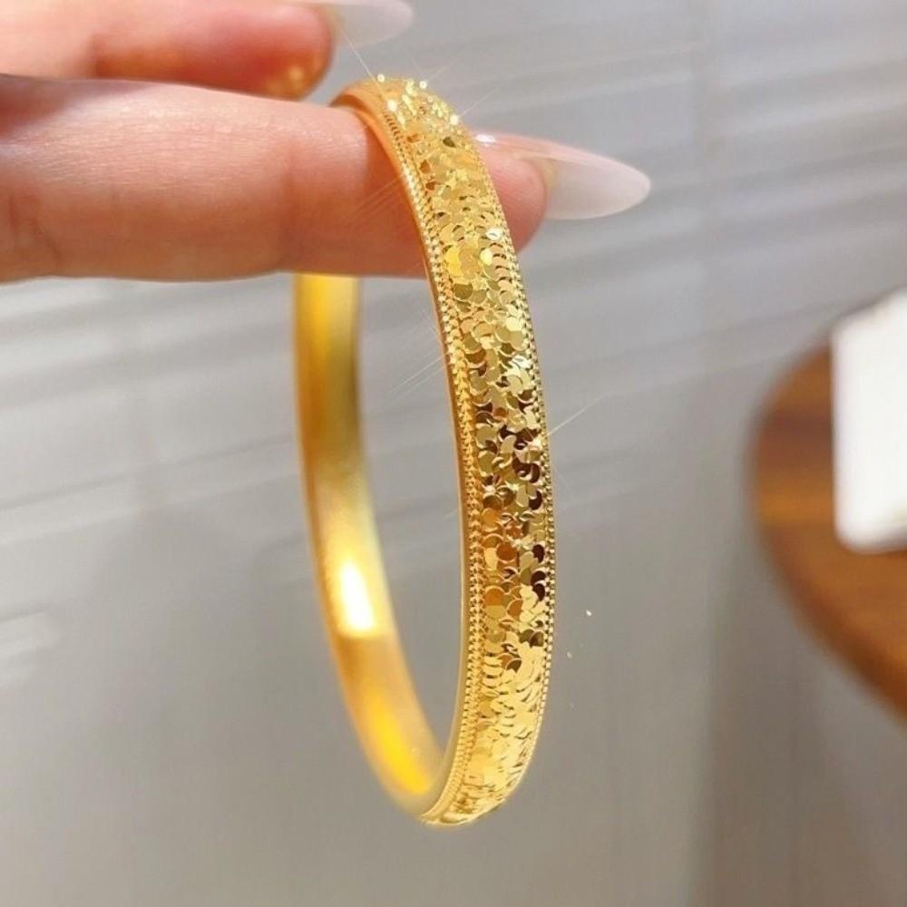 Holographic Starry Golden Bangles Fish Scale Pattern Shiny Cuff  Engagement Ceremony