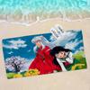 Asciugamano da Spiaggia Anime Inuyasha Asciugamani da Bagno Colorati per Ragazza Microfibra Asciugatura Rapida Senza Sabbia Spiaggia Yoga Spa Palestra Piscina