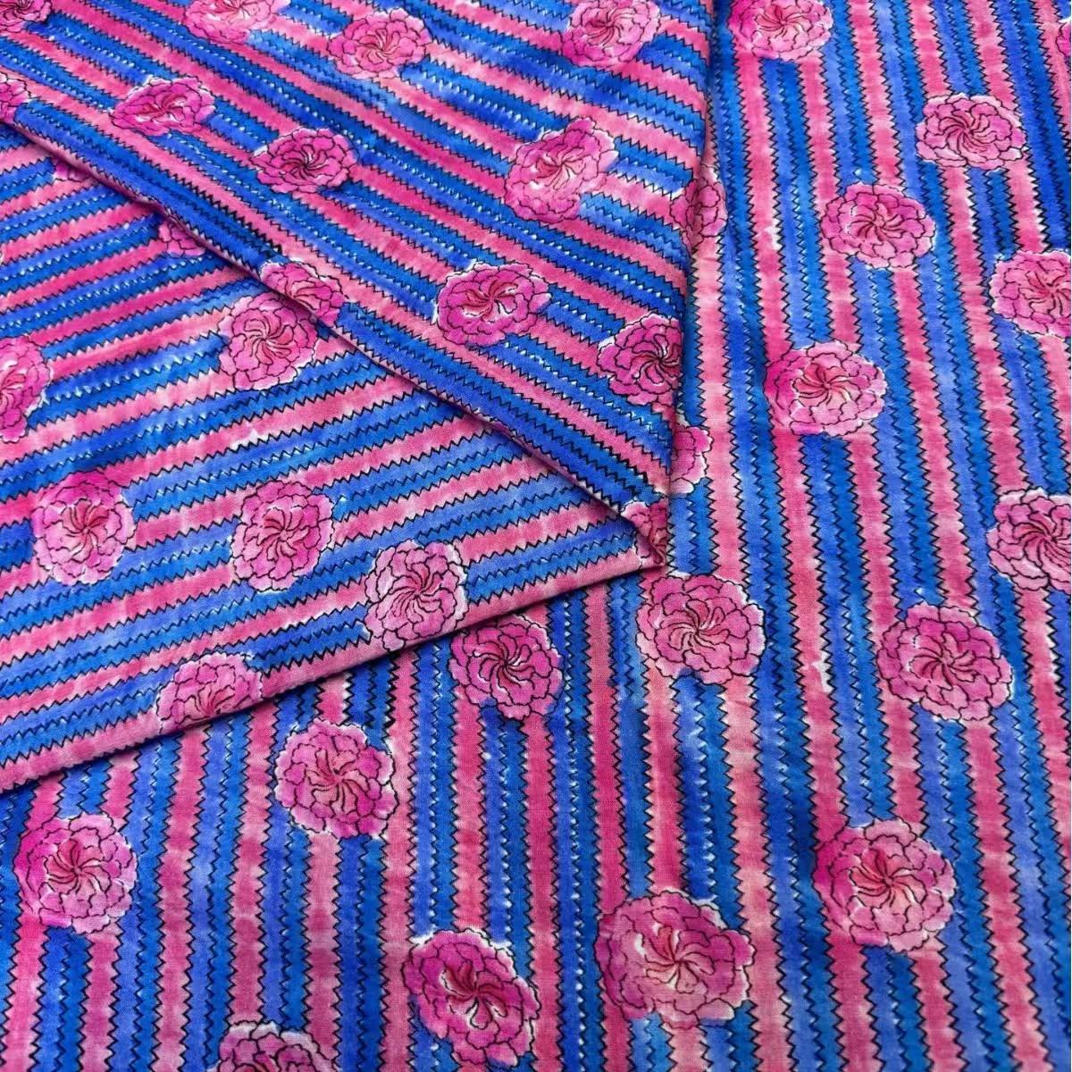 Bright Flower Block Printed Domestic Long-Staple Cotton Printed Fabric