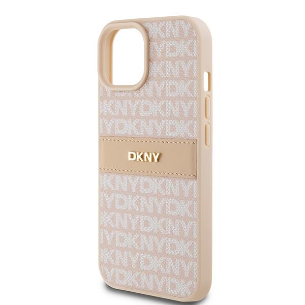 Dkny Dkhcp15Mprthslp Iphone 15 Plus /14 Plus 6.7 Różowy/Pink Hardcase Leather Mono Stripe & Metal Logo