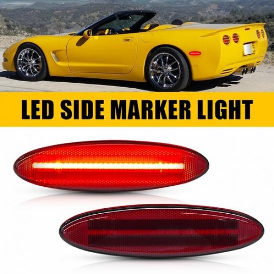 

Red LED Rear Bumper Fender Side Marker Light For 1997-04 Chevrolet Corvette C5 A
