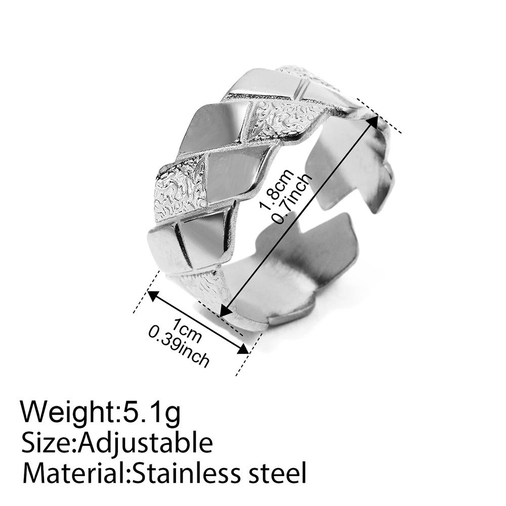 Stainless Steel Rings Minimalist Geometrical Rhombic Open Ring Adjustable Design Sense Ring For Women Zircon Gift Everyday Wear