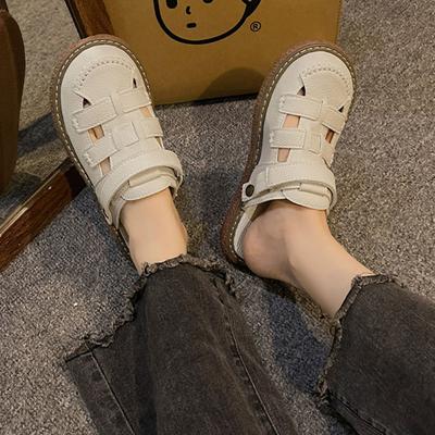 Baotou Sandals for Women Summer New Outerwear Hollowed Out Thick Soles Half Slippers Casual Two Worn Women's Roman Sandales Shoe