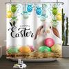 Spring Easter Shower Curtain Happy Rabbit Bunny Eggs Flower Garden Floral Holiday Waterproof Bathroom Shower Curtain With Hooks