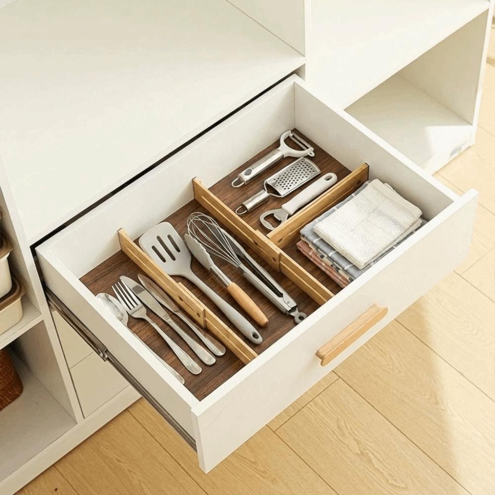Bamboo Expandable Drawer Separators Creative Adjustable Partition Board  Office Storage