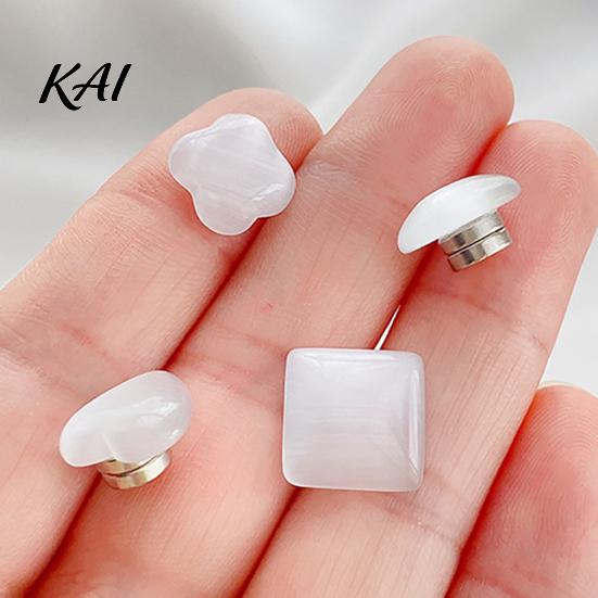 Decorative Scarf Button Cat's Eye Stone Magnetic Button, No Sew Safety Pin for Neckline Embellishment Shirts Sweater, Round Square Love Heart Brooch