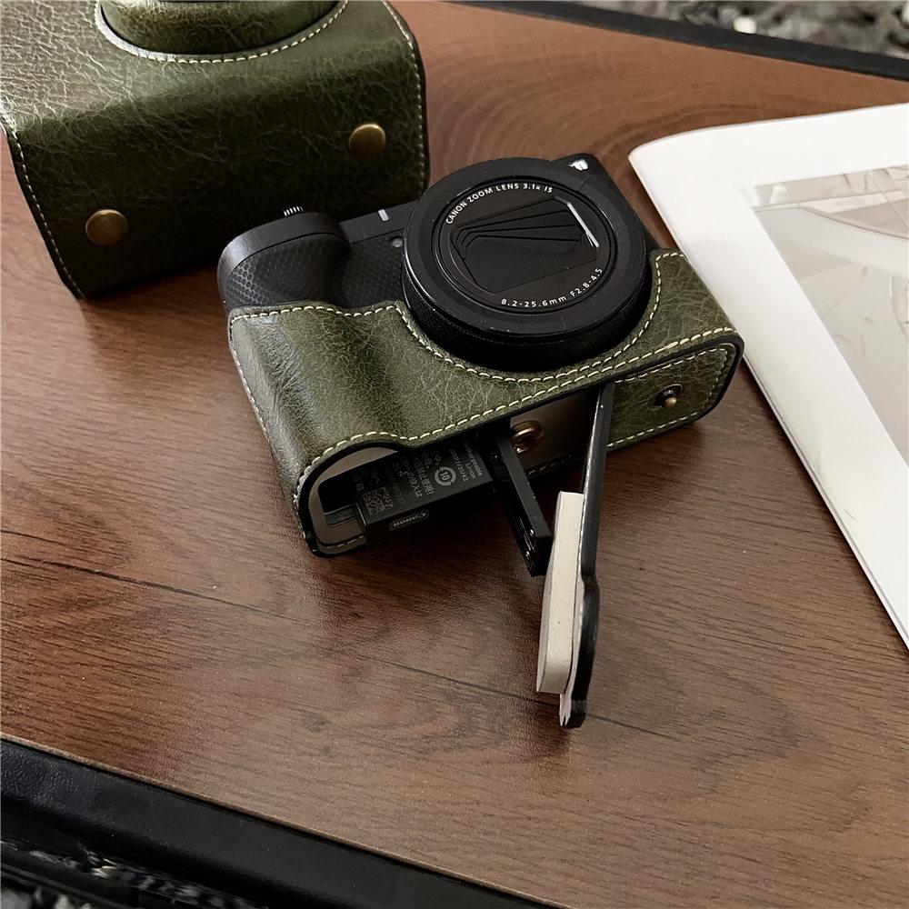 Luxury Version PU Leather Camera Case for Canon PowerShot V1 Camera Bag Battery Opening Cover With Strap