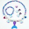 5 Pcs Kids Girls Princess Pearls Beads Necklace Bracelet Ring Set Jewelry Gift Fish Tail Cute Girl Beads