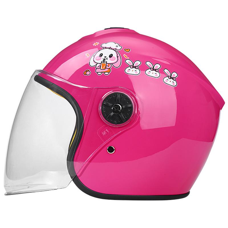 

Motorcycle Helmet Electric Vehicle Helmet Cycling Safety Helmet Unisex Children s Half Helmet темно-розовый