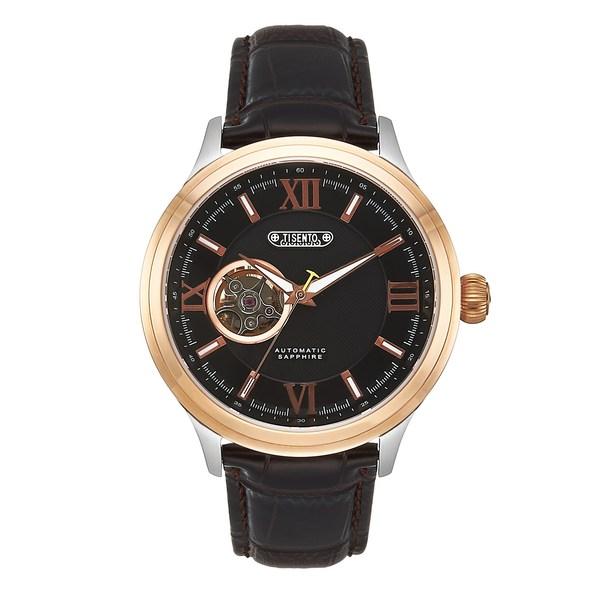 [Ticento]Open Heart Automatic Leather Watch TS50801RGBCH, Korean Luxury Watches