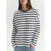 T-shirt da donna a maniche lunghe minimalista, tessuto morbido di alta qualità, silhouette ampia e squadrata per il comfort di tutto il giorno