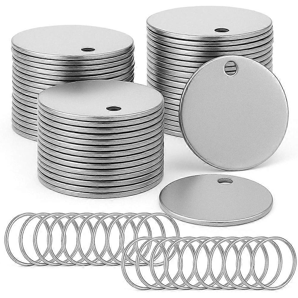 100pcs Metal Blank Dog Tags for Stamping Stainless Steel Key Tags for Engraving,Metal Stamping Blanks with Hole 1.2Inch
