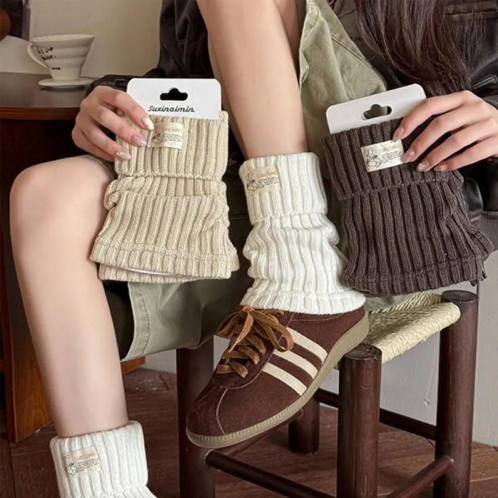 Hollige Even Women s Natural Layered Ribbed Knit Leg Warmers beige