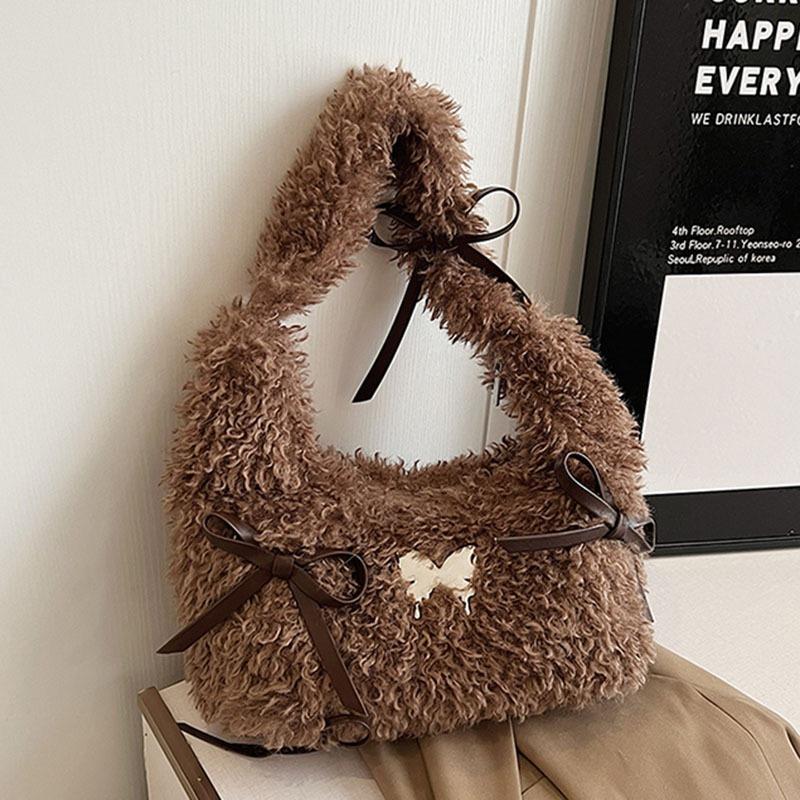 Plush Bag Women's Large-capacity New Autumn and Winter Niche One-shoulder Underarm Bag High-end Plush Bag