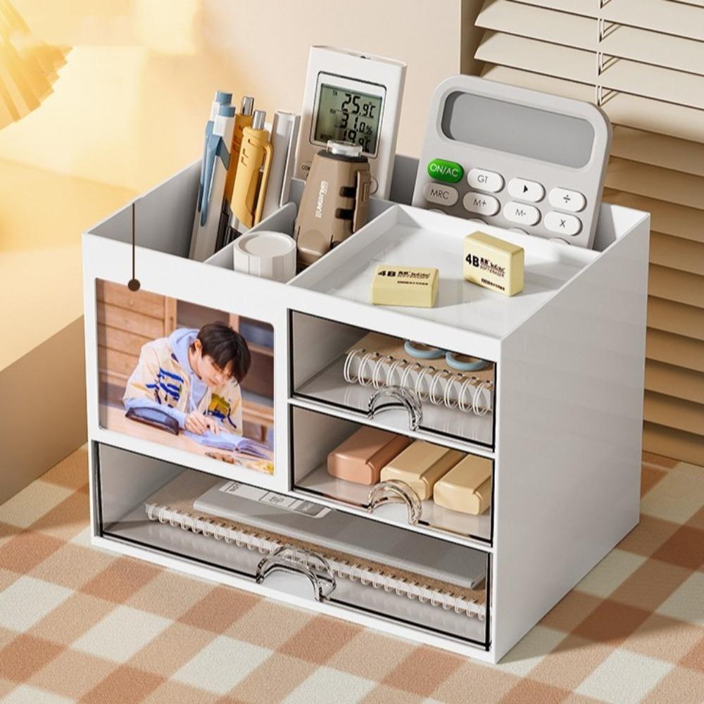 Multi-Function Pen Holder Storage Box Stackable Reasonable Partition Desk Storage Rack Simple Style Desk Shelf