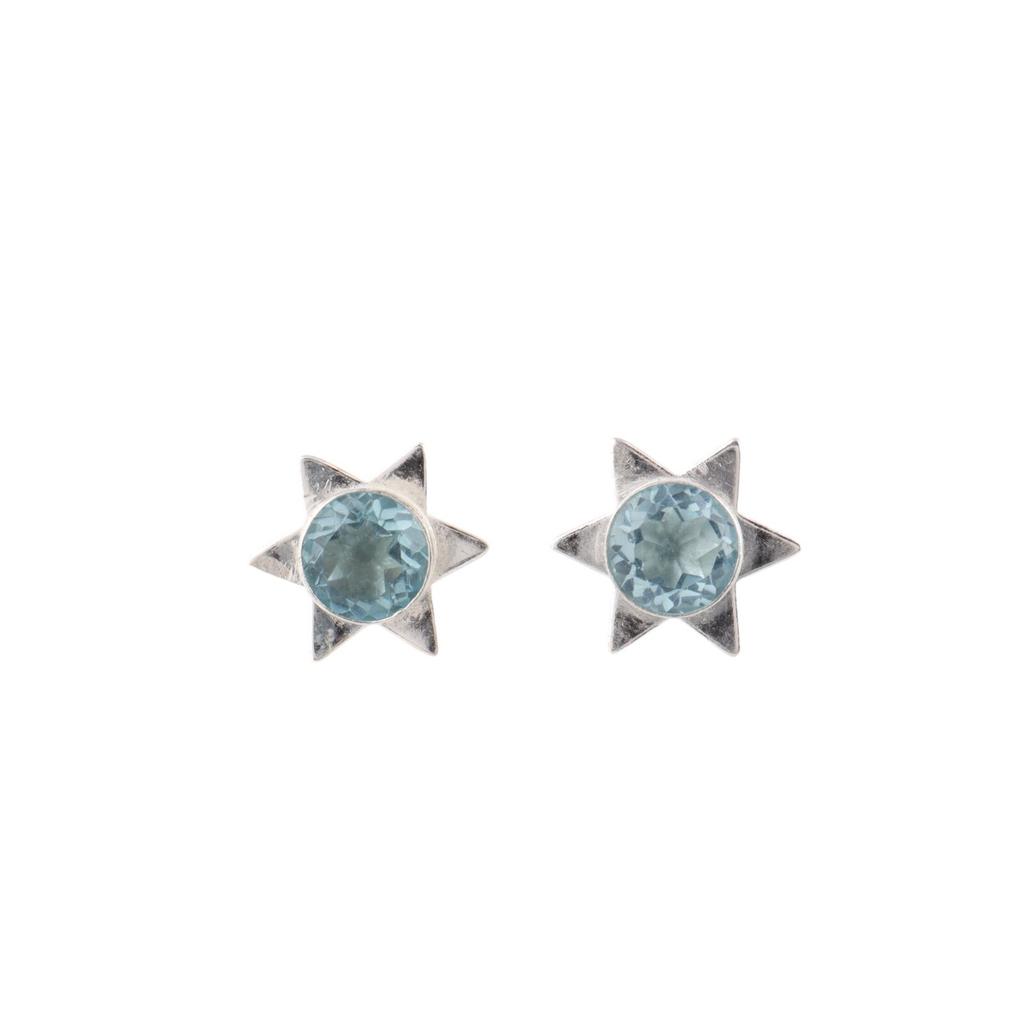 Sky Blue Topaz Gemstone 925 Sterling Silver Jewelry Handmade Stud Earrings 0.44" EE-175-7