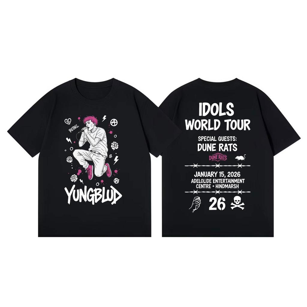 Singer Yungblud Idols World Tour 2026 Tshirt Men Women High Quality Fashion Oversized T Shirts Summer Casual Cotton Tshirts