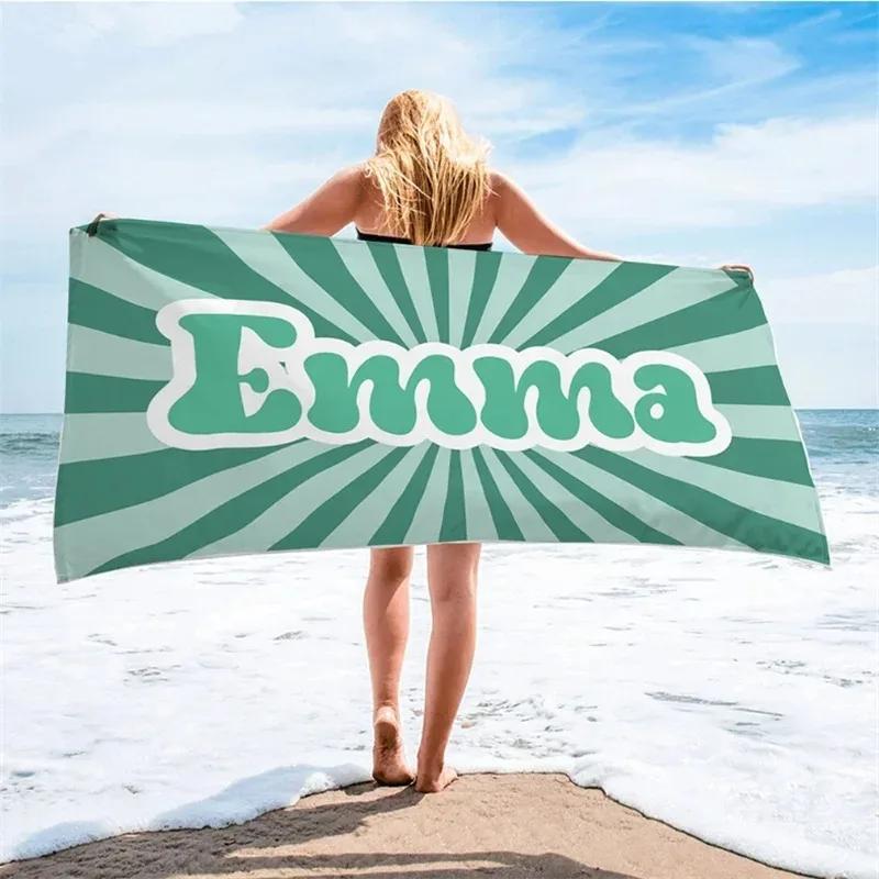 Multi Color Radial Gradient Name Towel Font Personalized Beach Towel Bath Towel Pool